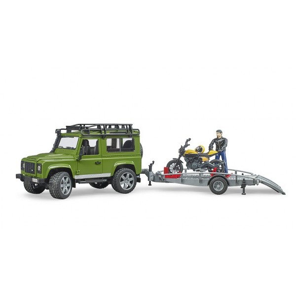 Bruder - Τζιπ Land Rover με Tρέιλερ, Mηχανή Ducati και Aναβάτη (BR002589)