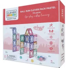 CLEVERCLIXX - Μαγνητικά πλακίδια Ball Run Clever Pack Pastel  110 κομμάτια (CC1001)