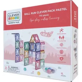 CLEVERCLIXX - Μαγνητικά πλακίδια Ball Run Clever Pack Pastel  110 κομμάτια (CC1001)