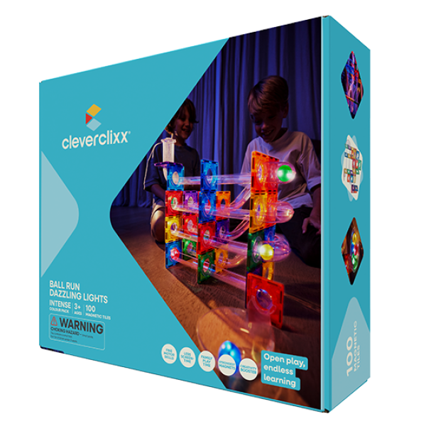 CLEVERCLIXX - Μαγνητικά πλακίδια Ball Run Dazzling Lights Pack  100 κομμάτια (CC1003)