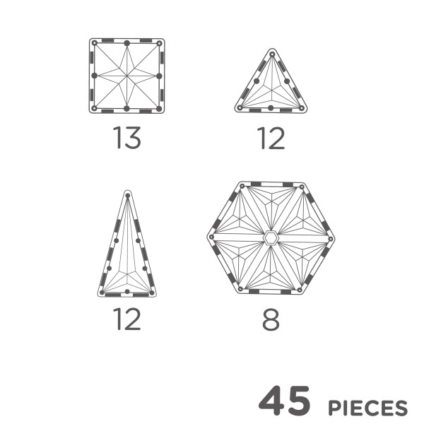 CLEVERCLIXX - Μαγνητικά πλακίδια Geo Pack Pastel  45 κομμάτια (CC1012)