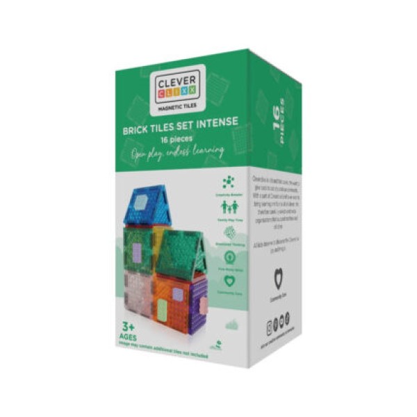 CLEVERCLIXX - Μαγνητικά πλακίδια Brick Tiles Pack Intense 16 κομμάτια (CC1023)