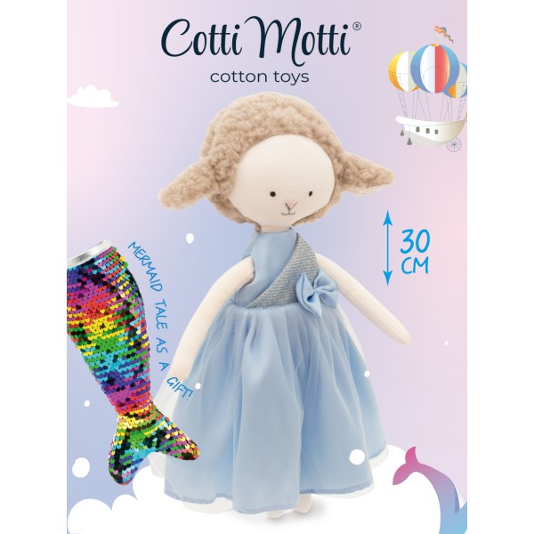 Cotti Motti - Κούκλα Πάνινη Zoe The Sheep Blue Satin Dress (CM03-13)