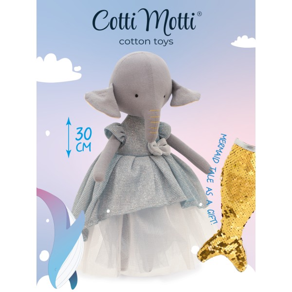 Cotti Motti - Κούκλα Πάνινη Ali The Elephant Light Blue Dress (CM04)