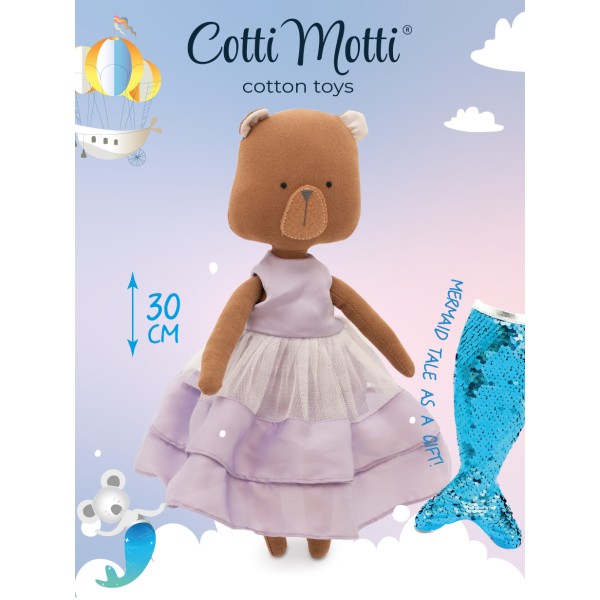 Cotti Motti - Κούκλα Πάνινη Oscar The Bear Purple Dress (CM07-16)