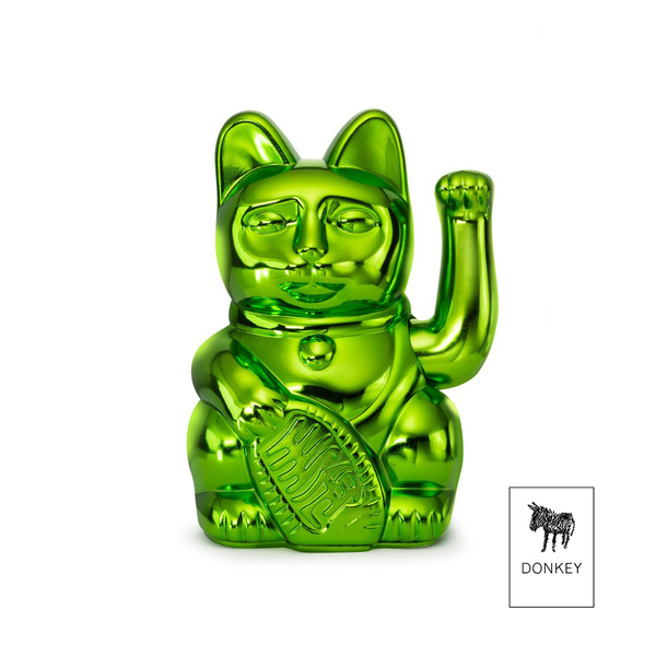 Donkey - Τυχερή Γάτα Maneki Neko  Γυαλιστερό Πράσινο 15cm (D5331)