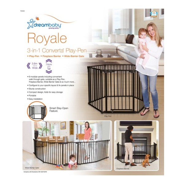 Dreambaby - Μπάρα Ασφαλείας  Royale 3 in 1 Μετατρέψιμη Black (BR75299)