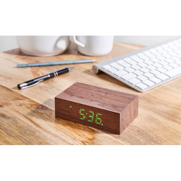 Gingko - Flip Click Clock  Walnut (G003W8)