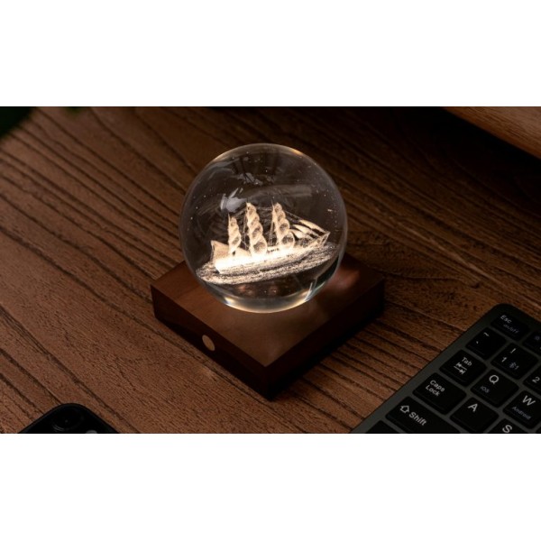Gingko - Amber Crystal Light Sailing Boat (G025SB)