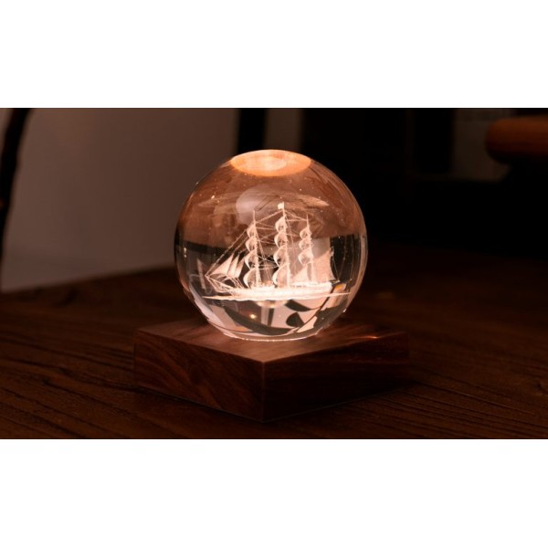 Gingko - Amber Crystal Light Sailing Boat (G025SB)