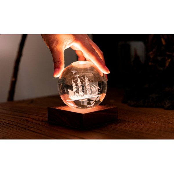 Gingko - Amber Crystal Light Sailing Boat (G025SB)