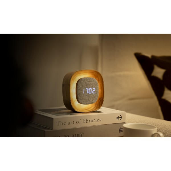 Gingko - Lumos Clock Square Design White Ash (G076S-AH)