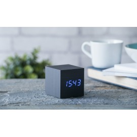 Gingko - Cube Click Clock Black Blue LED (GK08B10)