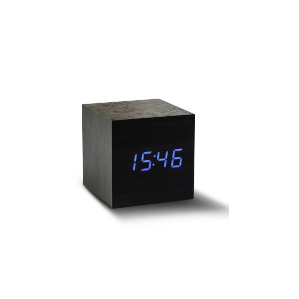 Gingko - Cube Click Clock Black Blue LED (GK08B10)