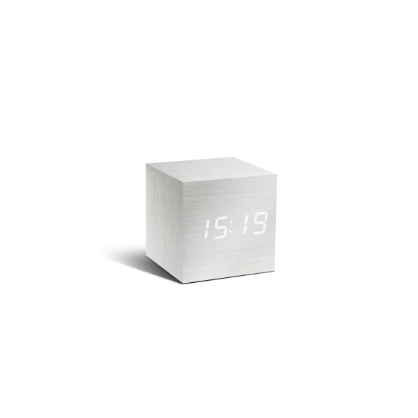 Gingko - Ξύλινο Ρολόι Ξυπνητήρι Cube White Click Clock (GK08W13)