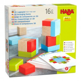 Haba - 3D Ξύλινο παιχνίδι αντιγραφής με 16 τουβλάκια και 10 κάρτες σχεδίων (305455)