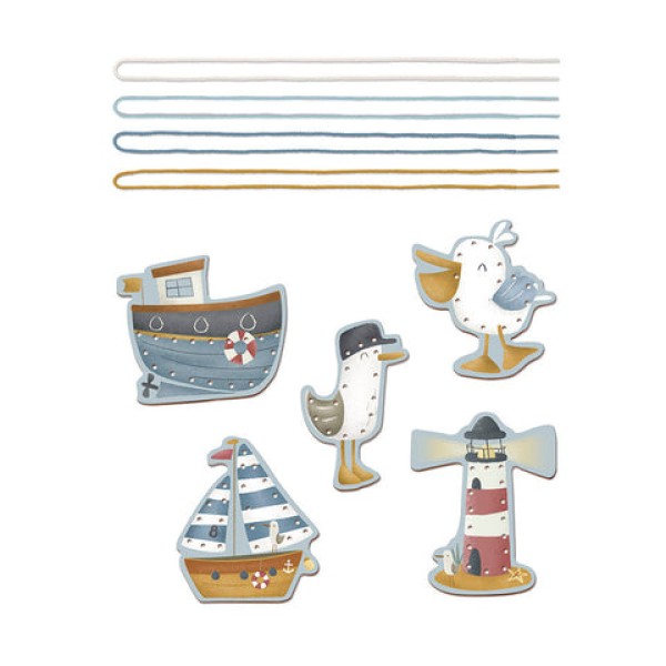 LITTLE DUTCH - Σετ 5 χαρτονένιες κάρτες με κορδόνι Sailors Bay (LD120716)