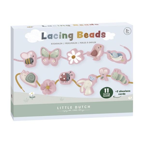 LITTLE DUTCH - Σετ 11 ξύλινες φιγούρες με κορδόνια Flowers & Butterflies (LD120747)