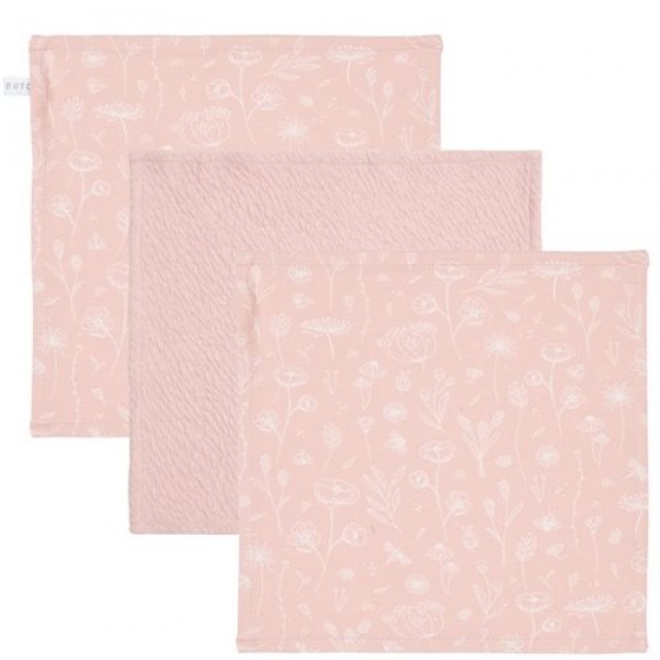 LITTLE DUTCH - Σετ 3 πανάκια προσώπου Wild flowers Pink/Pure Pink (LD50721050)