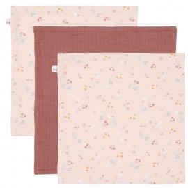 LITTLE DUTCH - Σετ 3 πανάκια προσώπου Pure Pink Blush/Little Pink Flowers (LD50721556)