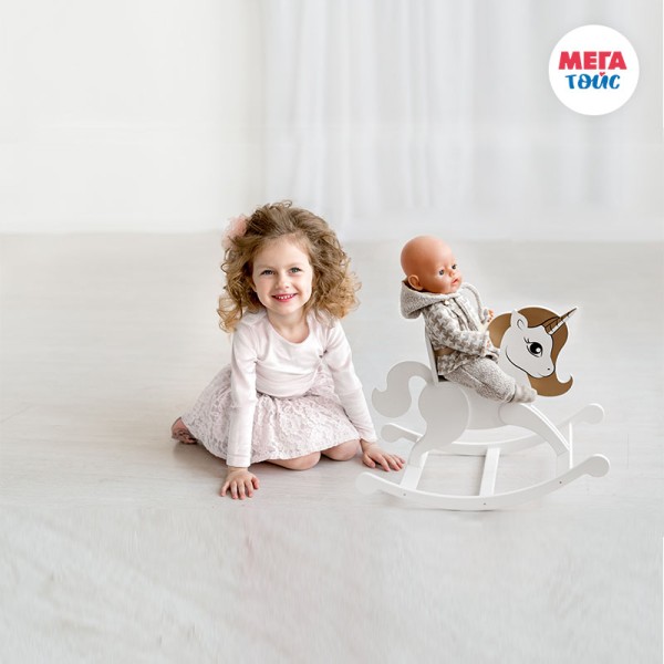 Mega Toys - Κουνιστός Μονόκερος Λευκό-Χρυσό (72120)