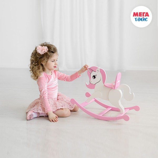 Mega Toys - Κουνιστός Μονόκερος Λευκό - Ροζ (71120)