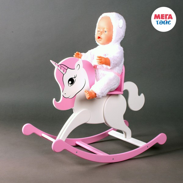 Mega Toys - Κουνιστός Μονόκερος Λευκό - Ροζ (71120)