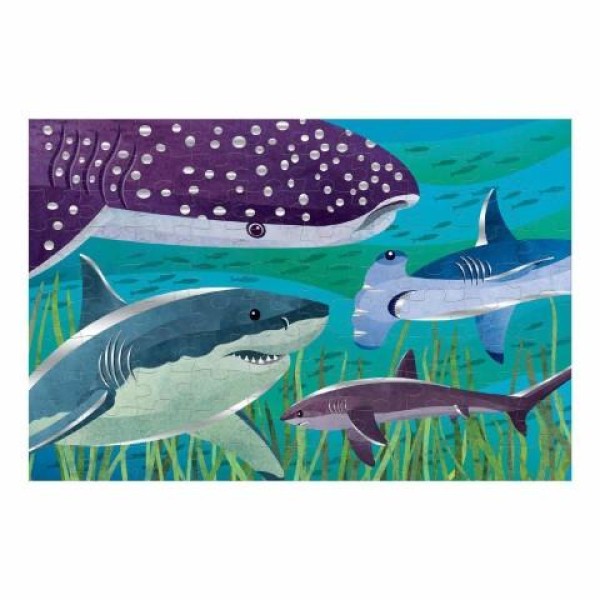 MUDPUPPY - Παζλ γλασέ 100 κομματιών "Καρχαρίες" (ΒΕR-355730)