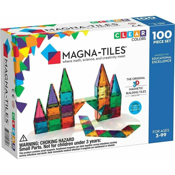 Magna Tiles - Μαγνητικό Παιχνίδι 100 κομματιών Clear Colors (04300)