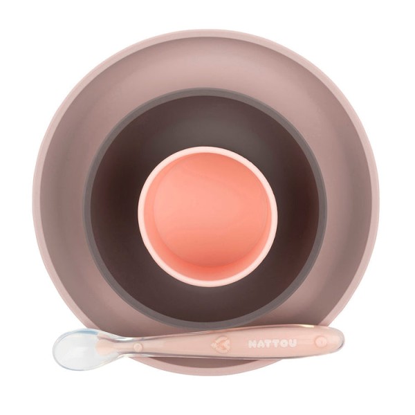 Nattou - Σετ Φαγητού 4 Τεμαχίων Ροζ-Μελιτζανί (N877763)