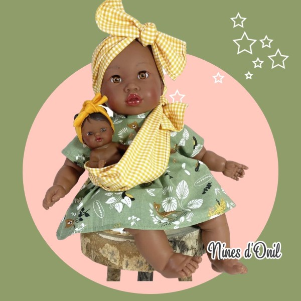 Nines D'Onil - Alika με φορεματάκι και μωράκι σε μάρσιπο Κίτρινο (NDO-1300)