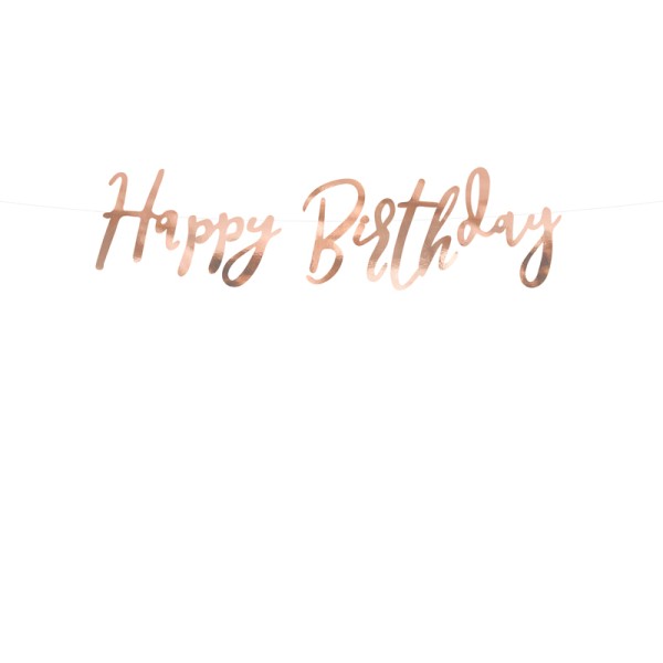 PartyDeco - Γιρλάντα Happy Birthday Ροζ Xρυσό (GRL75-019R)