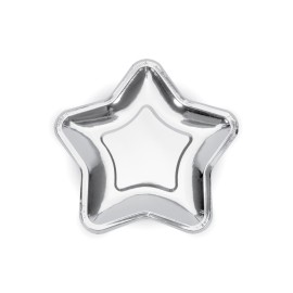 PartyDeco - Πιάτα Ασημί Αστέρι 18cm (TPP11-018)