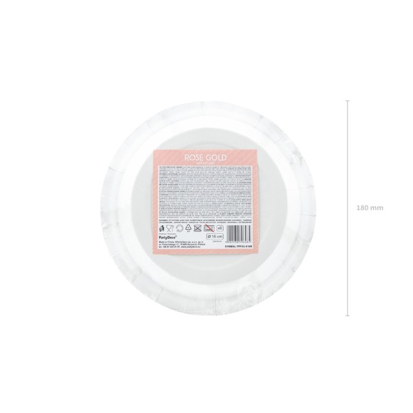 PartyDeco - Πιάτα Ροζ Χρυσό Στρογγυλά 18cm (TPP35-019R)