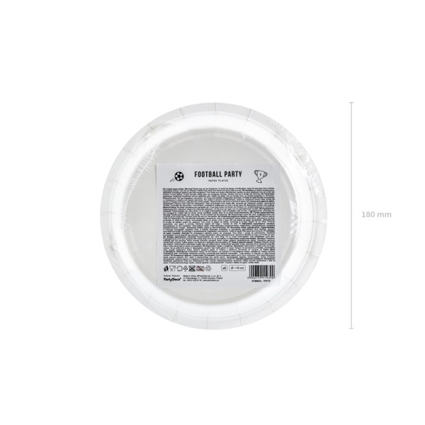 PartyDeco - Πιάτα Χάρτινα Ποδόσφαιρο 18cm (TPP72)