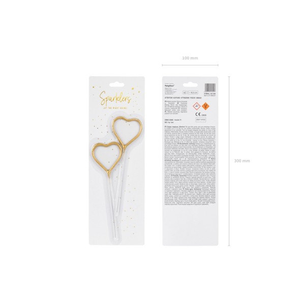 PartyDeco - Sparklers Heart Gold 16.5cm (ZO1-019)