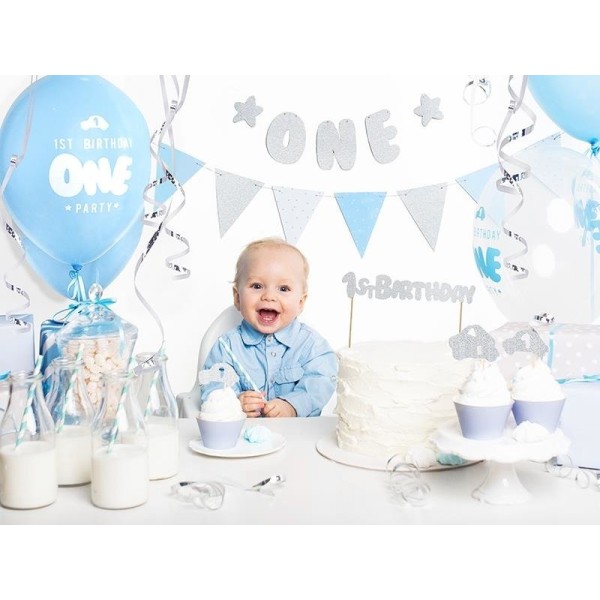 PartyDeco - Γιρλάντα Μπλε 1st Birthday 1.3m (FLG7-011J)