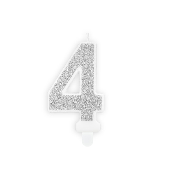PartyDeco - Κεράκι Νο4 Ασημί 7cm (SCU3-4-018B)