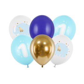 PartyDeco - Μπαλόνια One Year Light Blue 30cm (SB14P-322-001J-6)