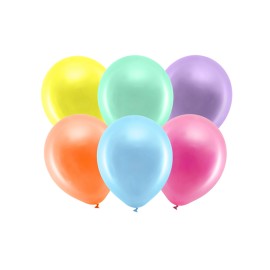 PartyDeco - Μπαλόνια Ουράνιο Τόξο Μεταλιζέ 23cm (RB23M-000-10)