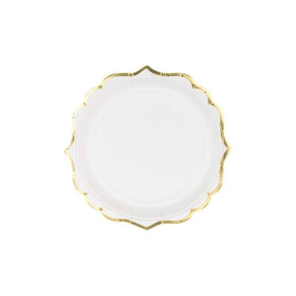 PartyDeco - Πιάτα Λευκά Με  Χρυσές Άκρες 18,5cm (TPP30-008)