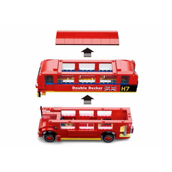 Sluban - Διώροφο Κόκκινο Λεωφορείο Λονδίνου 382 τμχ (M38-B0708)