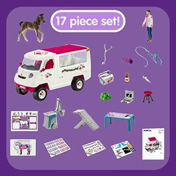 Schleich - Κινητό Ιατρείο με Πουλάρι (42370)