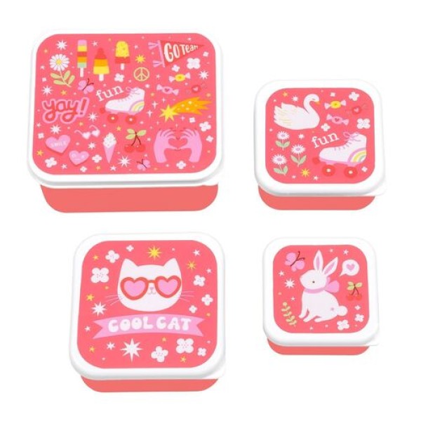 A little lovely company - Σετ 4 δοχεία φαγητού Lunch & Snack Box Fun (SBSEFU75)