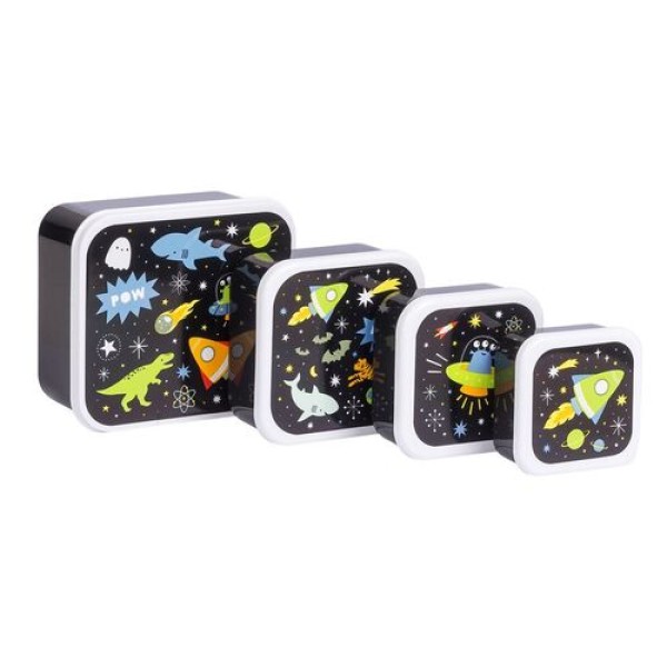 A little lovely company - Σετ 4 δοχεία φαγητού Lunch & Snack Box Galaxy (SBSEGA74)