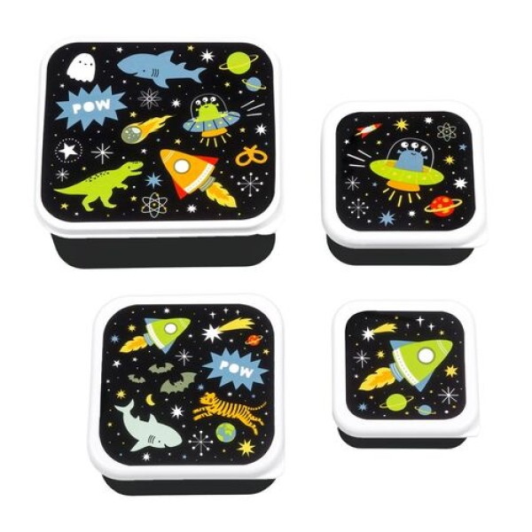A little lovely company - Σετ 4 δοχεία φαγητού Lunch & Snack Box Galaxy (SBSEGA74)