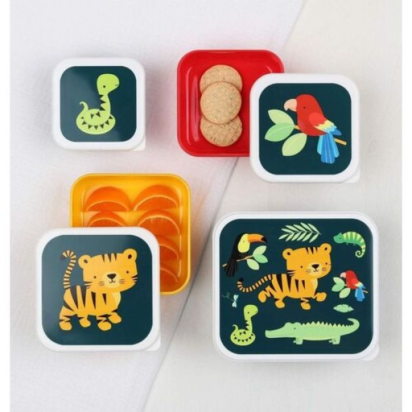A little lovely company - Σετ 4 δοχεία φαγητού Lunch & Snack Box Jungle Tiger (SBSEJT20)