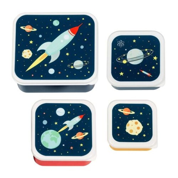 A little lovely company - Σετ 4 δοχεία φαγητού Lunch & Snack Box Space (SBSESP21)