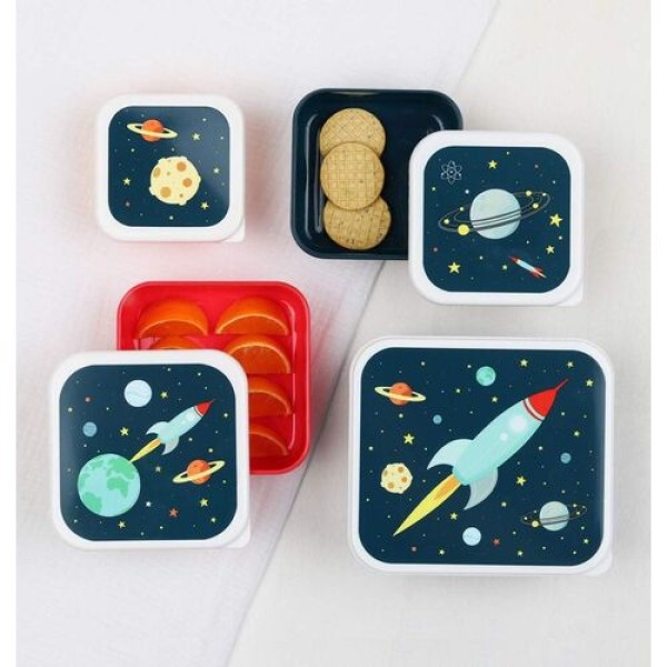 A little lovely company - Σετ 4 δοχεία φαγητού Lunch & Snack Box Space (SBSESP21)