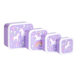 A little lovely company - Σετ 4 δοχεία φαγητού Lunch & Snack Box Unicorn Dreams (SBSEUD73)